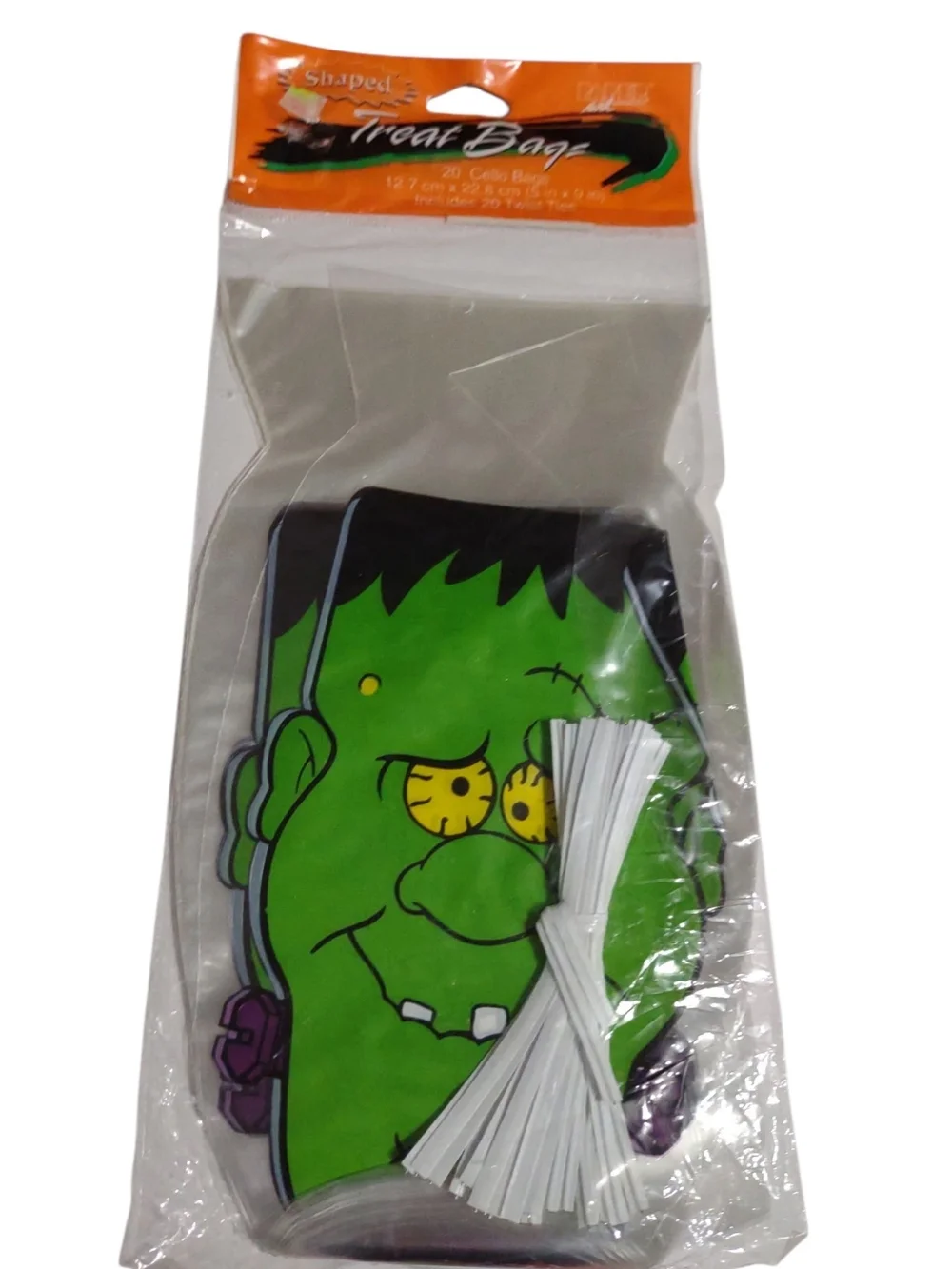 VINTAGE NEW Frankenstein Halloween Treat Bags 20 Ct 5x9 w/ Twist Ties